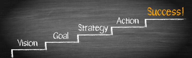 Success Ladder drawing showing Vision, Goal, Action, Strategy, Success.